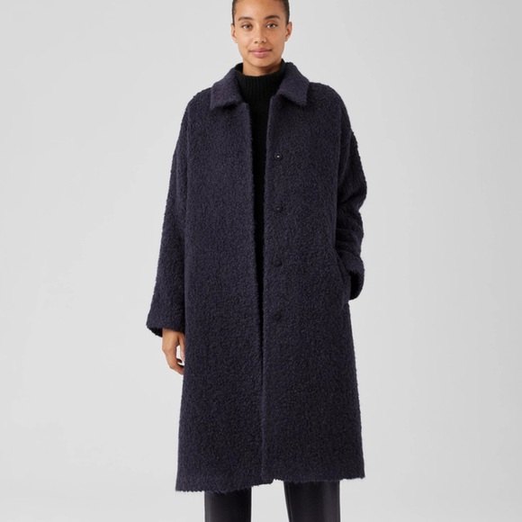 Eileen Fisher alpaca boucle classic collared winter coat size XL - Picture 3 of 12